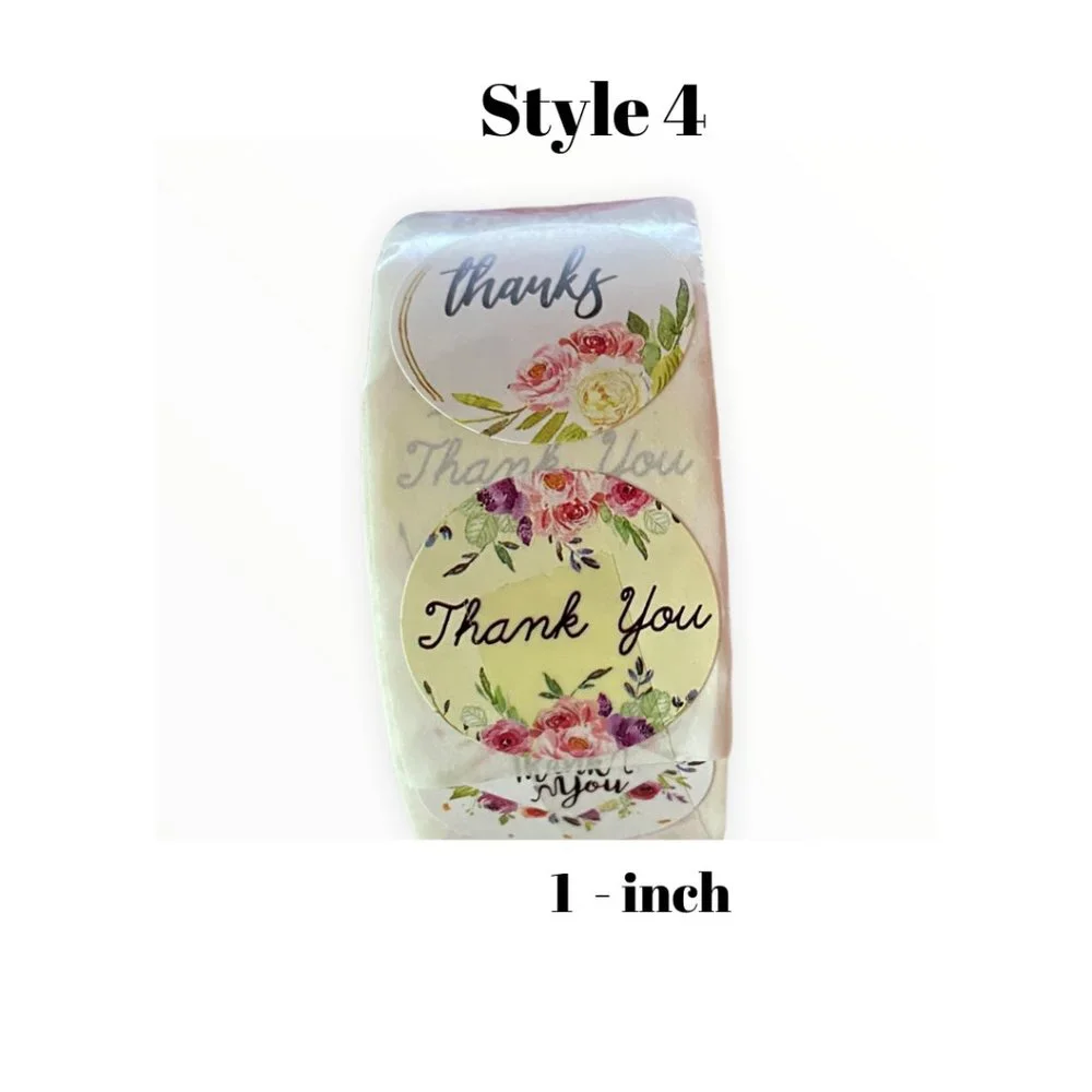 500 Thank You Floral Pattern Stickers - Picture 2 of 10